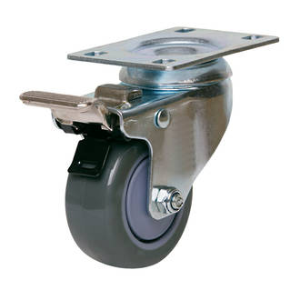 Swivel Brake Castor with 75mm Polyurethane Wheel