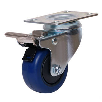 Swivel Brake Castor with 75mm Rebound Rubber Wheel