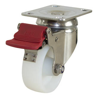 Swivel Brake SS Castor with 75mm Nylon Wheel