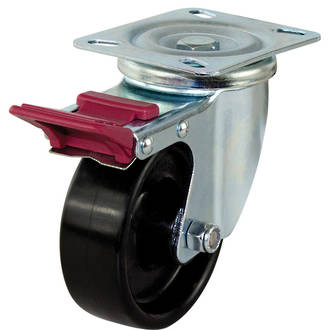 Swivel Brake Castor with 100mm Nylon Wheel