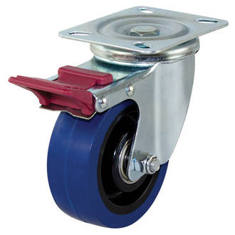 Swivel Brake Castor with 100mm Rebound Rubber Wheel