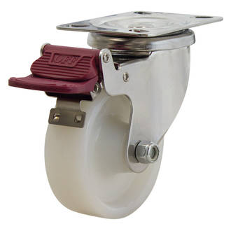 Swivel Brake SS Castor with 100mm Nylon Wheel