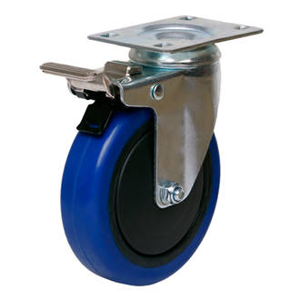 Swivel Brake Castor with 100mm Rebound Rubber Wheel