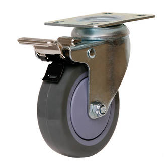 Swivel Brake Castor with 100mm Polyurethane Wheel
