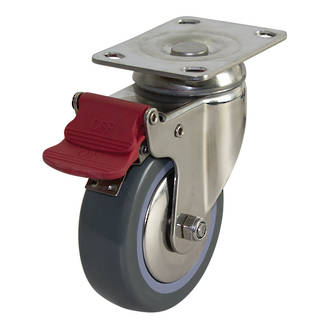 Swivel Brake SS Castor with 100mm Polyurethane Wheel