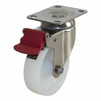 Swivel Brake SS Castor with 100mm Nylon Wheel