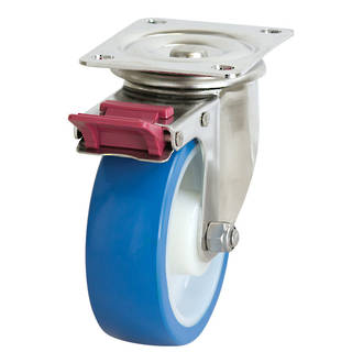 Swivel Brake SS Castor with 150mm Rebound Polyurethane Wheel